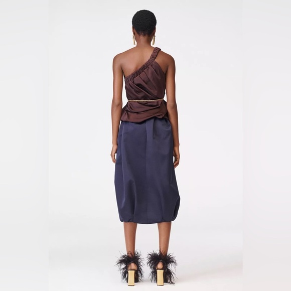 Zara VOLUMINOUS TAFFETA SKIRT LIMITED EDITION. Navy Blue. Size XS. New with Tags - Picture 7 of 16